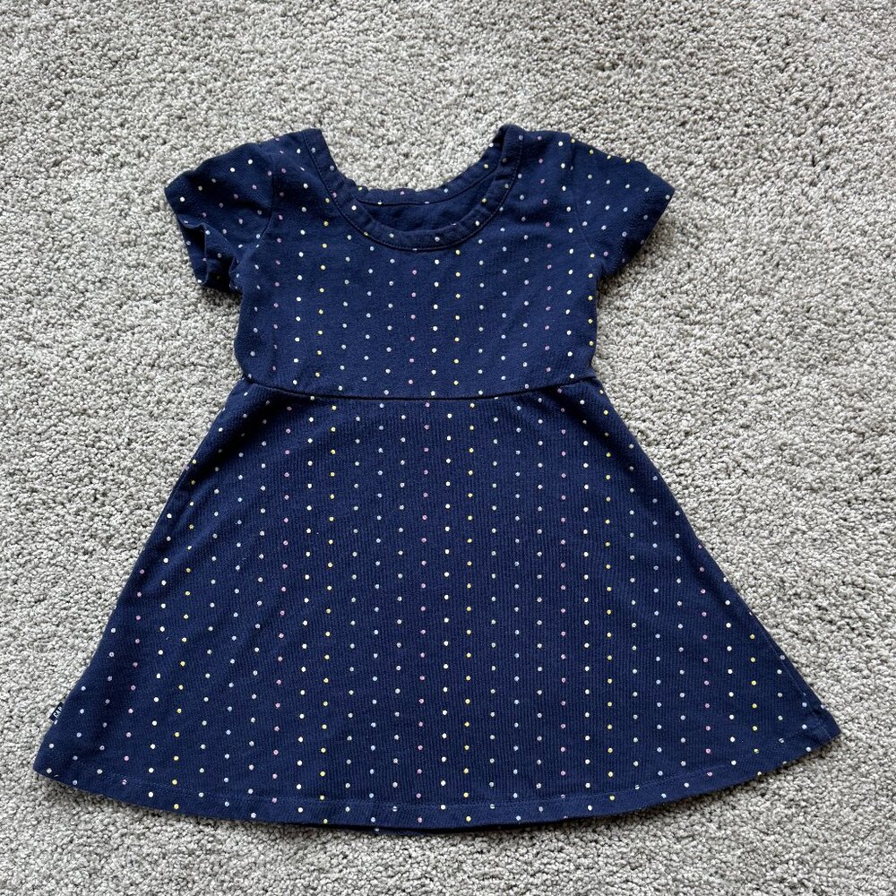 GAP KIDS Dress, Short sleeves, Navy with multi-colored dots, 3T, pockets